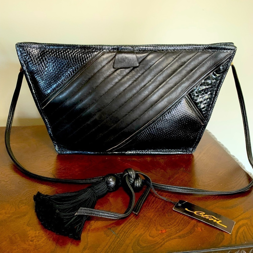 Vintage Carlos Fioro Italian Nubuck Black Leather Envelope Purse - Picture 2 of 16